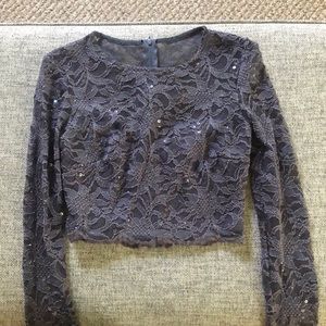 Gray top apart of a skirt set